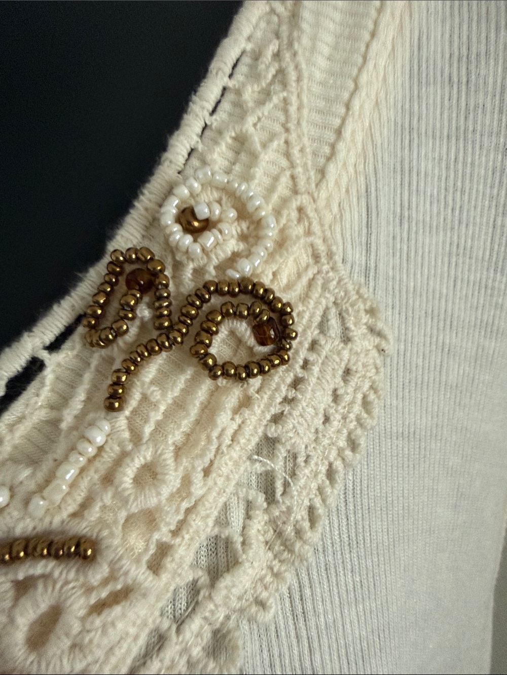 Knox Rose Cream Crochet Trim Tank Top Boho Cottage Core Size Large - Picture 6 of 13
